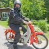 Alan testing the Vancouver jacket on a 1961 Honda Cub.