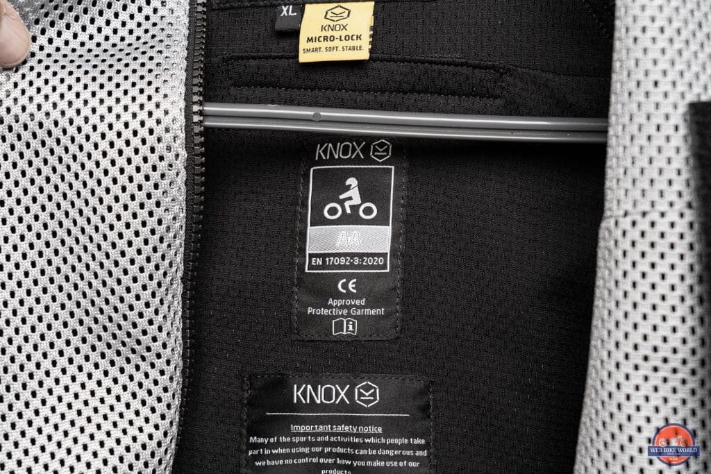 Knox Urbane Pro Mk II Armored Shirt Interior Label and Care Instruction Tag