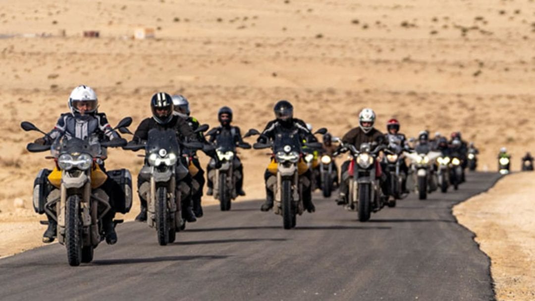 a view of the riders taking advantage of the Moto Guzzi Experience in Tunisia