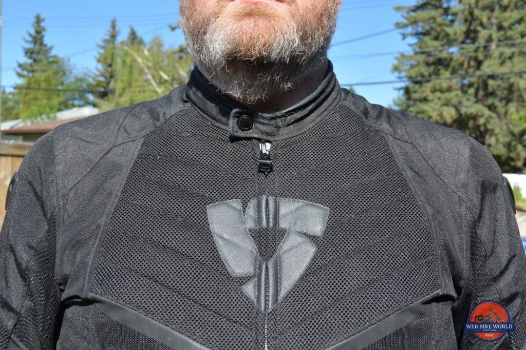 Top front chest view of the Arc Air Mesh jacket, with focus on the zippers