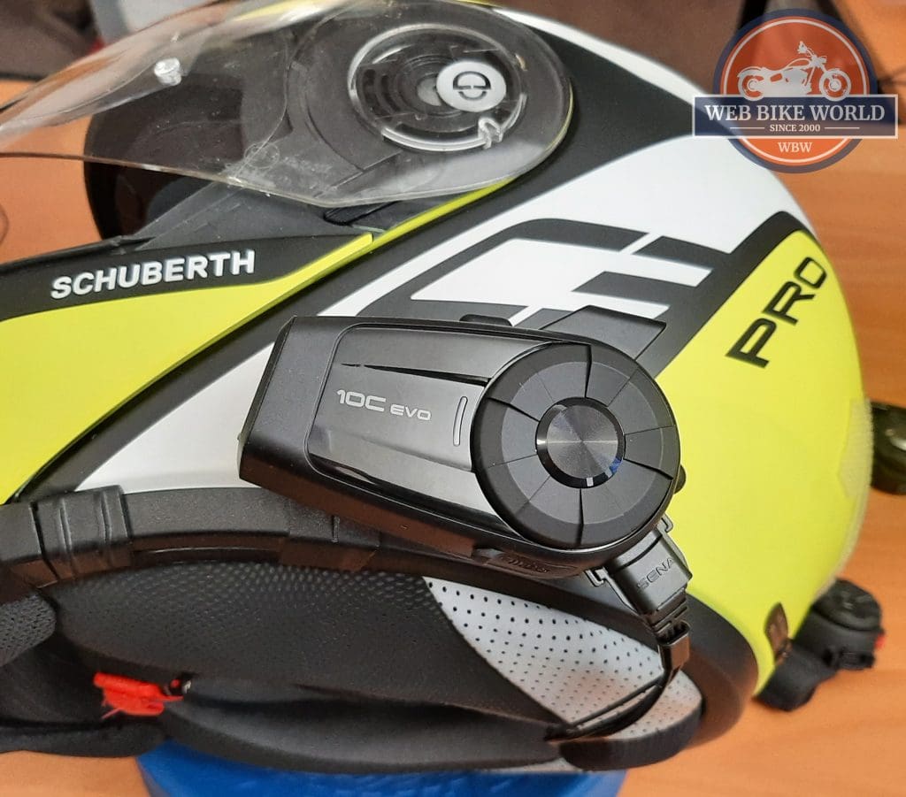 Sena 10C EVO-01 Mounted to a Schuberth C3 Helmet