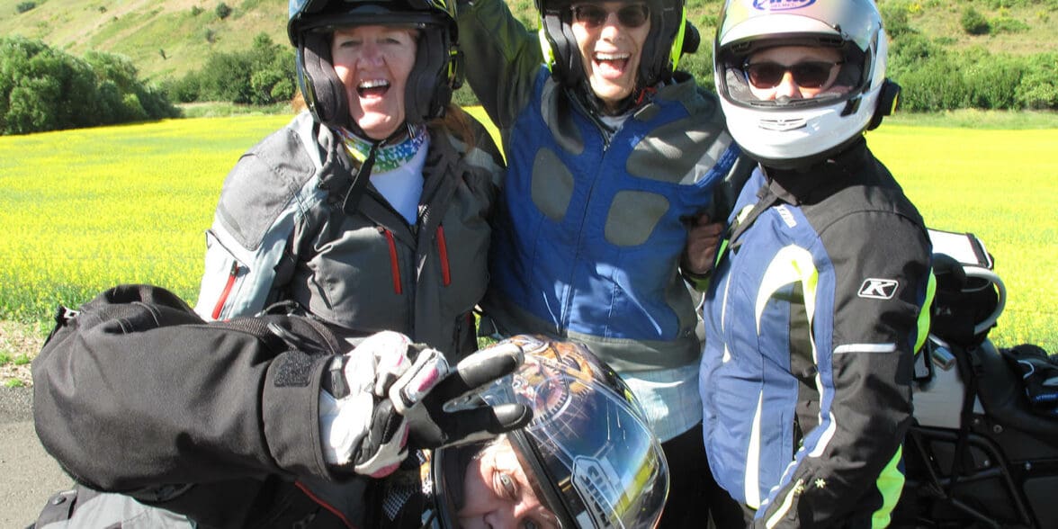 three women ride for the Suffragists Centennial Motorcycle Ride