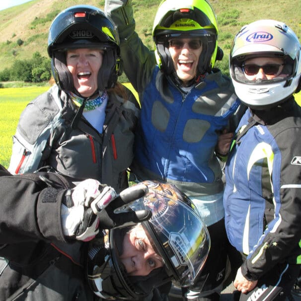 three women ride for the Suffragists Centennial Motorcycle Ride