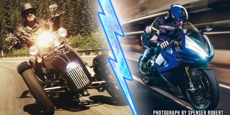 A press release photo of lightning motorcycles collaborating with Arcimoto