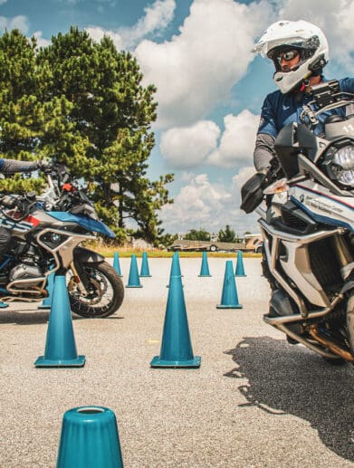 a BMW motorcycle rider putting his new skills from the BMW Motorcycle Safety Course to good use