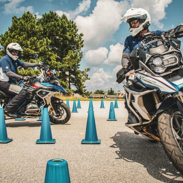 a BMW motorcycle rider putting his new skills from the BMW Motorcycle Safety Course to good use