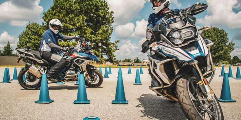 a BMW motorcycle rider putting his new skills from the BMW Motorcycle Safety Course to good use