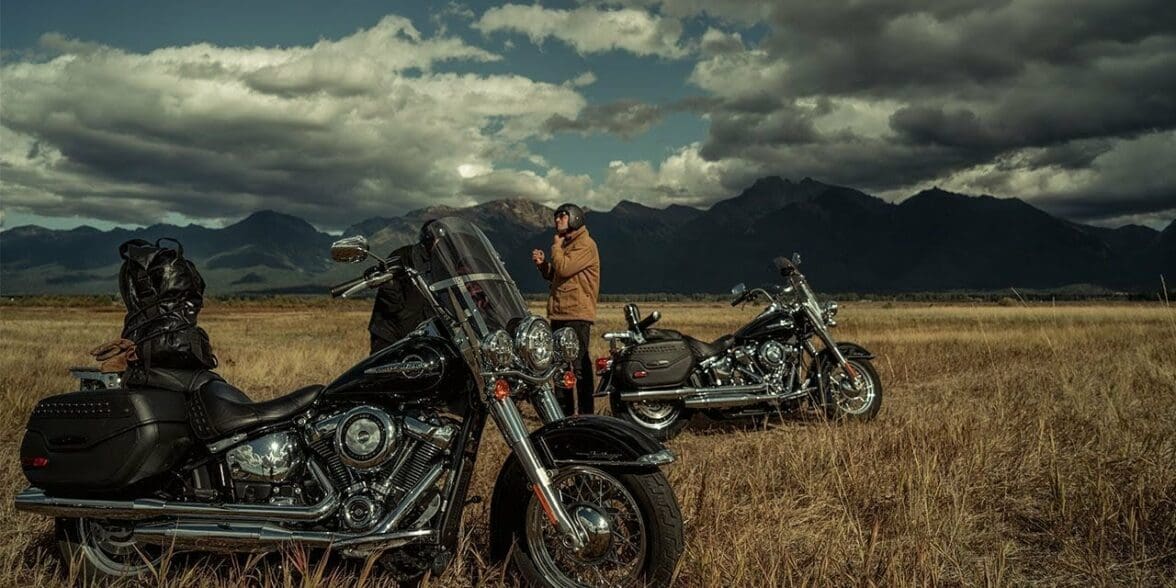 a view of a rider enjoying nature with his Harley Davidson bike