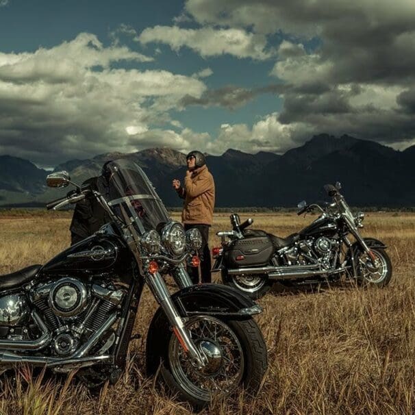 a view of a rider enjoying nature with his Harley Davidson bike