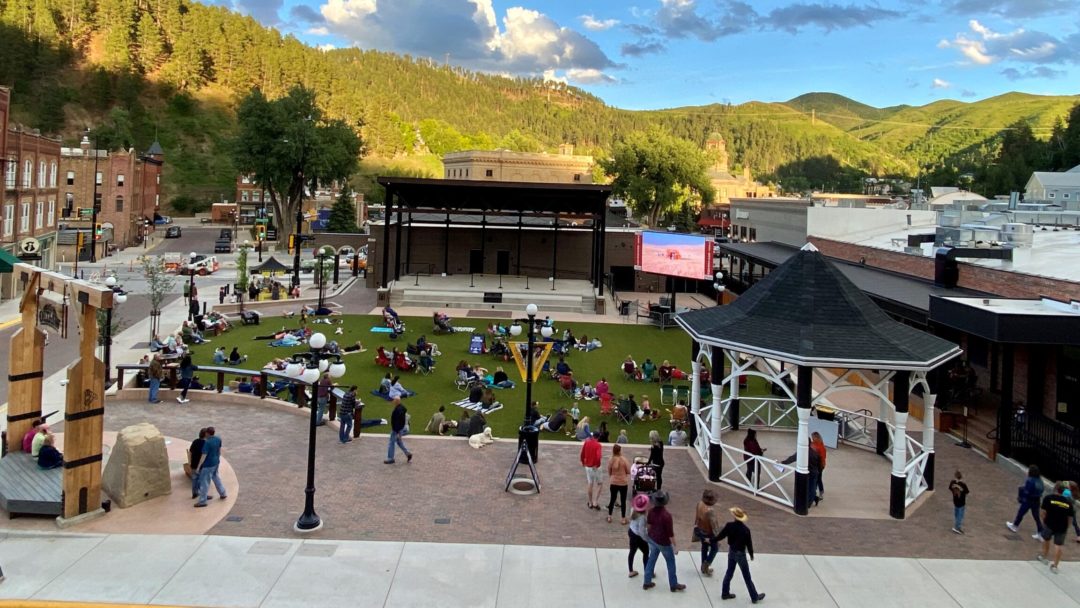 a view of Harley Davidson's Outlaw Square in Deadwood, South Dakota