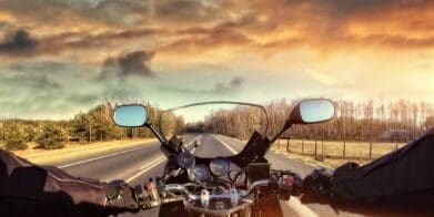 POV: A rider riding into a very pretty sunset