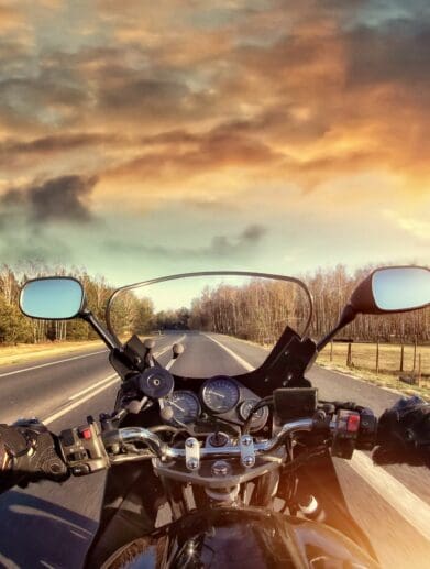 POV: A rider riding into a very pretty sunset