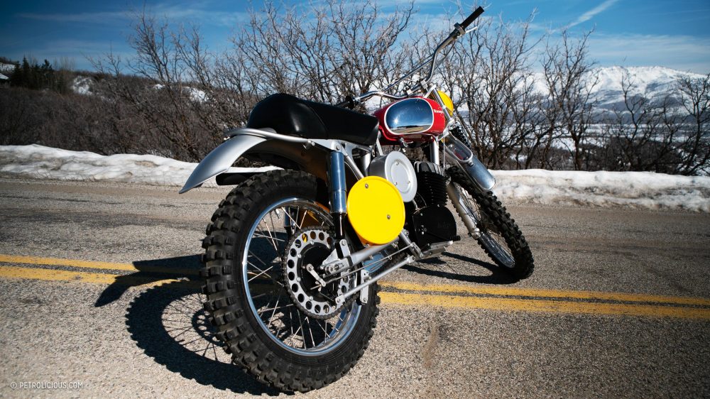 A side view of the 1968 Husqvarna Viking 360, previously property of Steve McQueen.