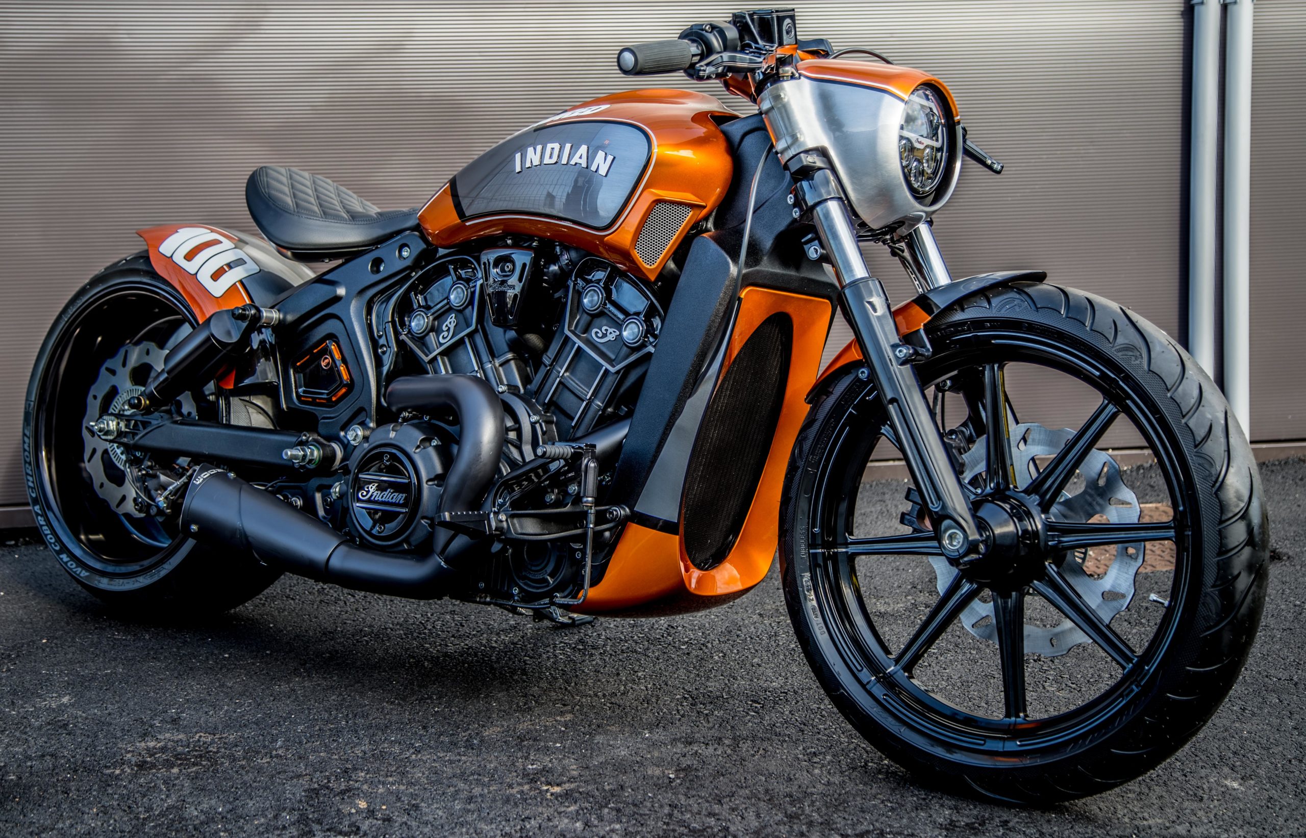 A view of "The Hundred" custom Indian Motorcycle, courtesy of French dealer Indian Motorcycle Metz