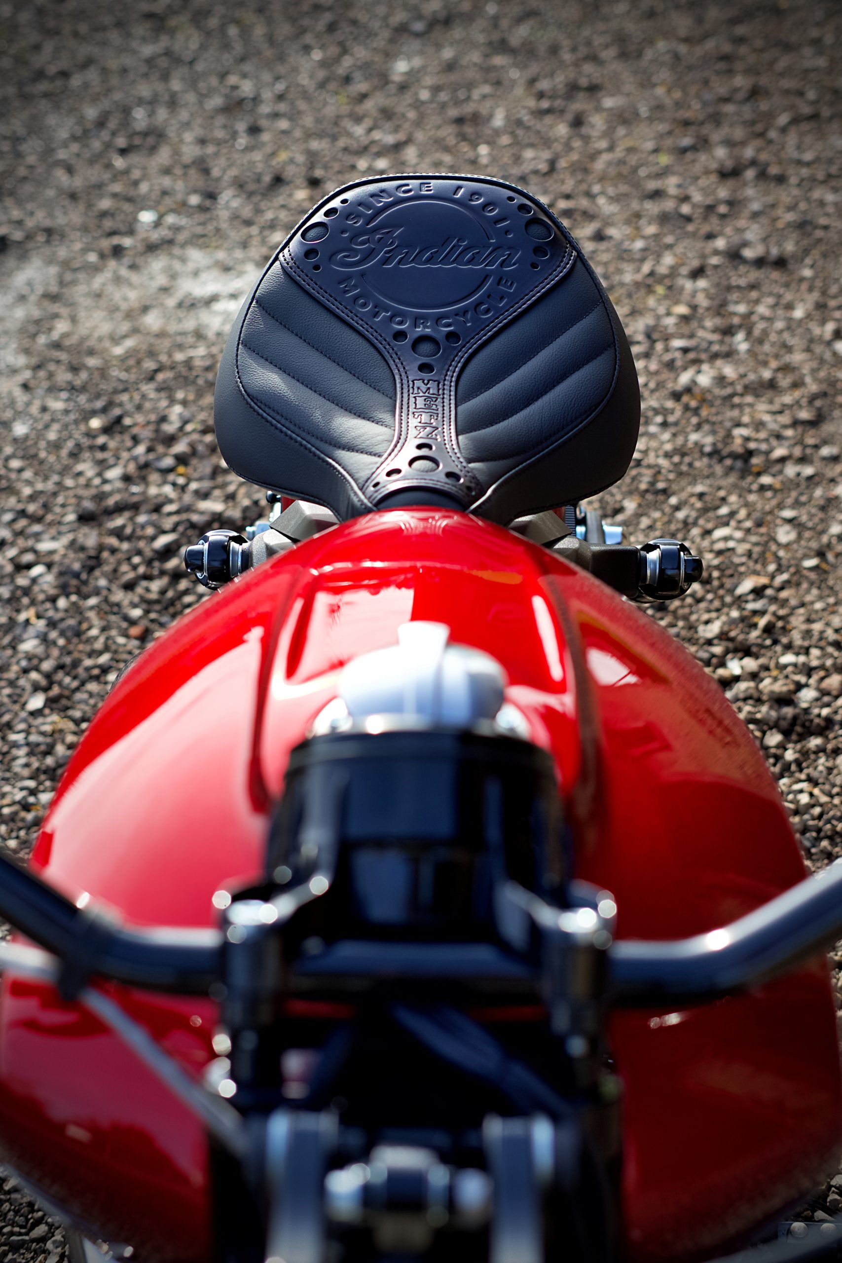 A view of the seat on "Red Wings" custom Indian Motorcycle, courtesy of French dealer Indian Motorcycle Metz