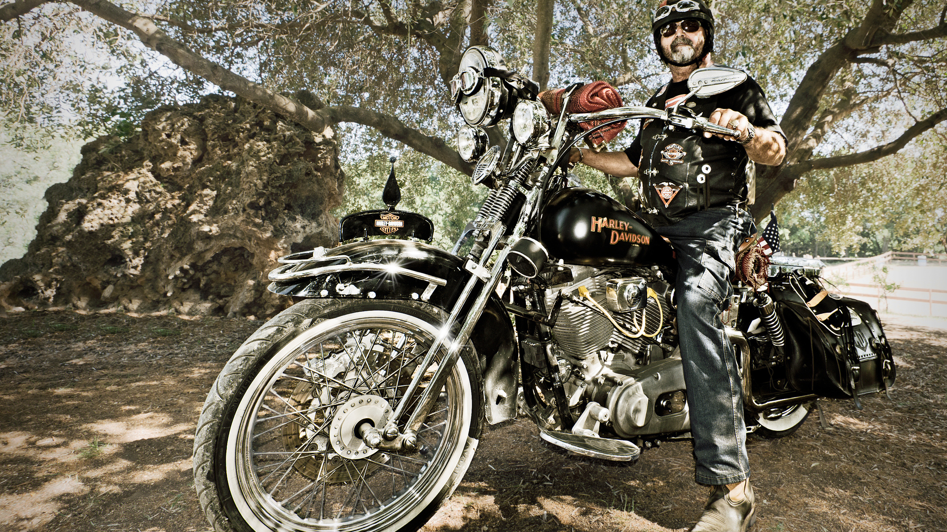 A view of a rider enjoying their Harley Davidson motorcycle