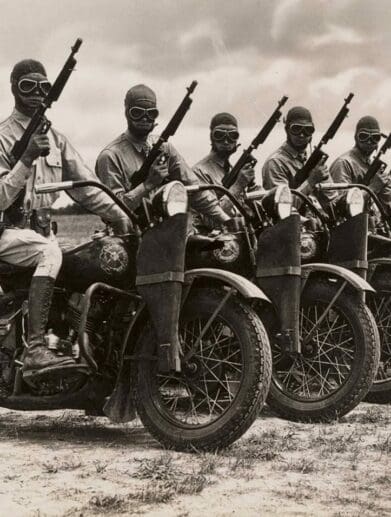 view of a line of military soldiers posing for a photo