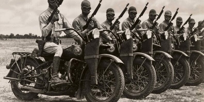 view of a line of military soldiers posing for a photo