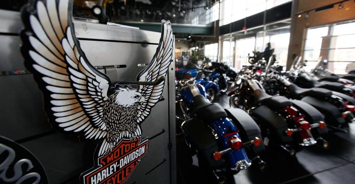 A view of a Harley-Davidson logo at a certified dealership - one where H-D1™ Marketplace bikes can be purchased and sold.