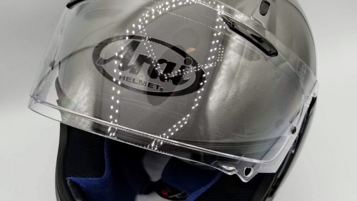 Helmet with visor open Helmet with visor open