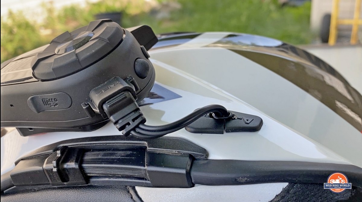 A Sena 10C Evo installed in a BMW GS Pure helmet.