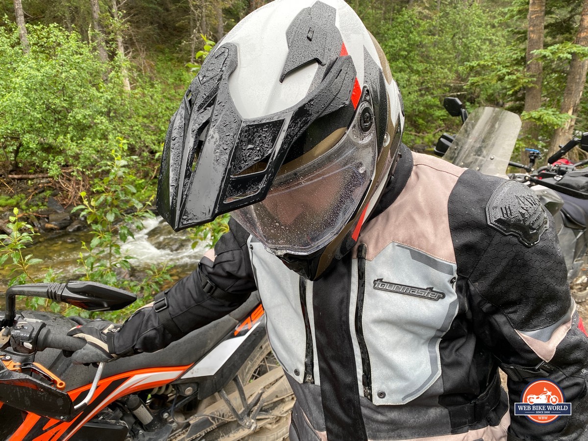 Riding in the rain was a good test for the BMW GS Pure helmet.