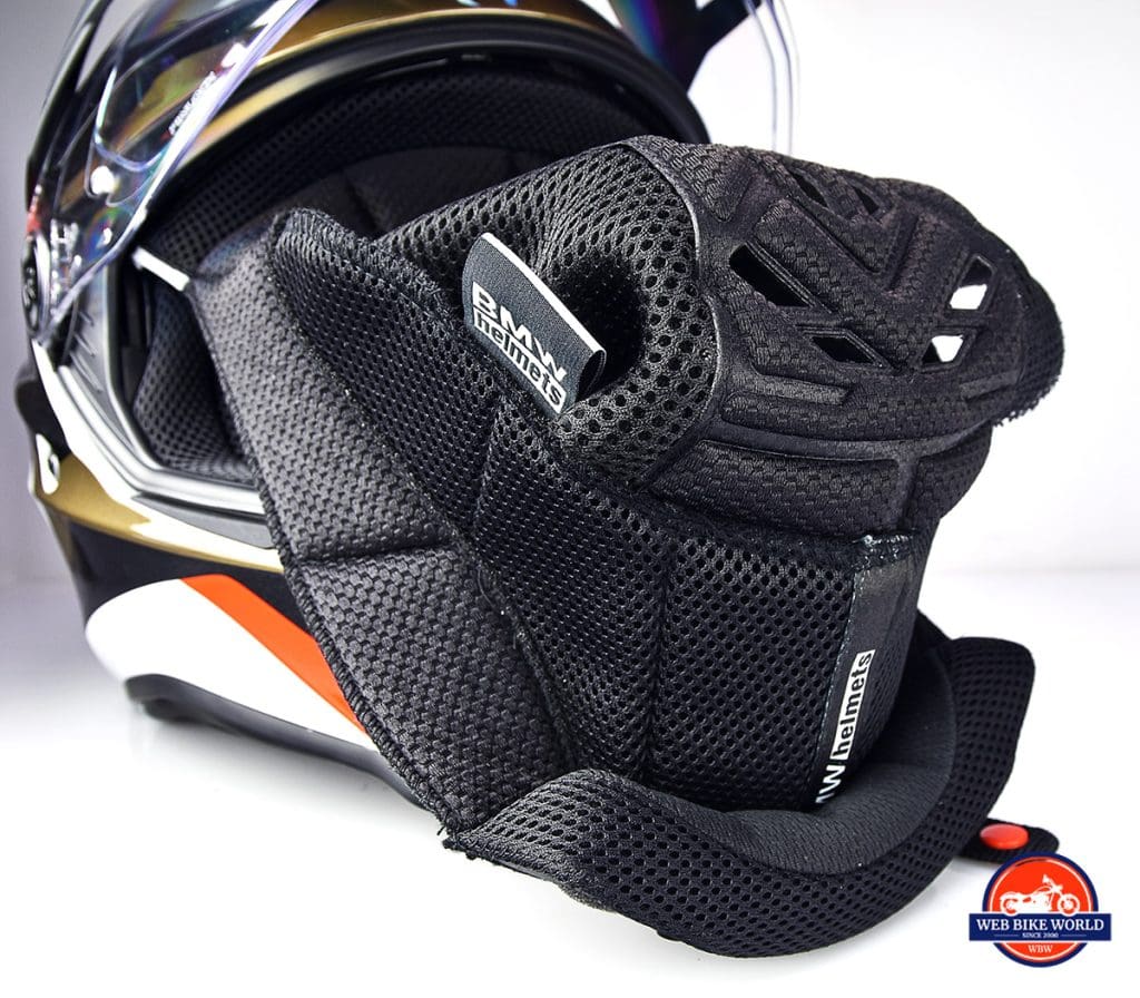 The interior comfort liner of the BMW GS Pure helmet.
