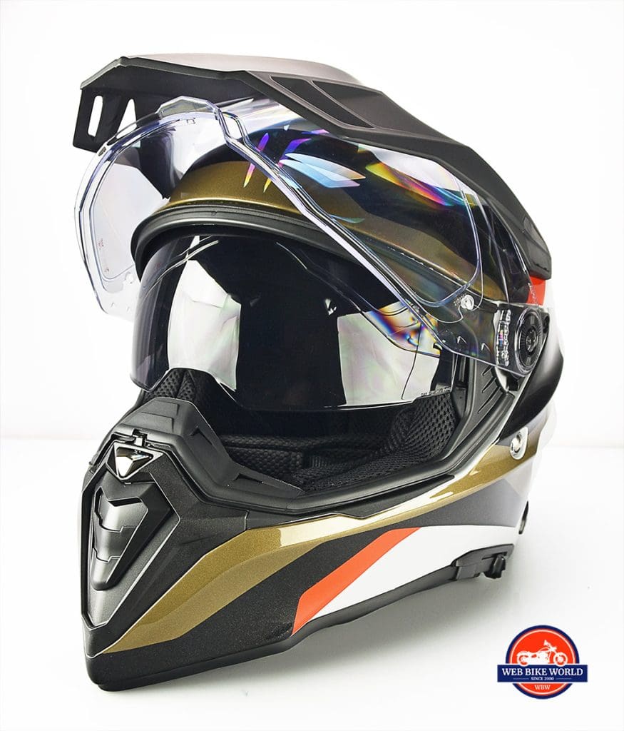 The BMW GS Pure helmet has an integrated sun visor.