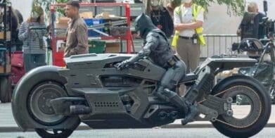 a side view of the new Batcycle from The Flash