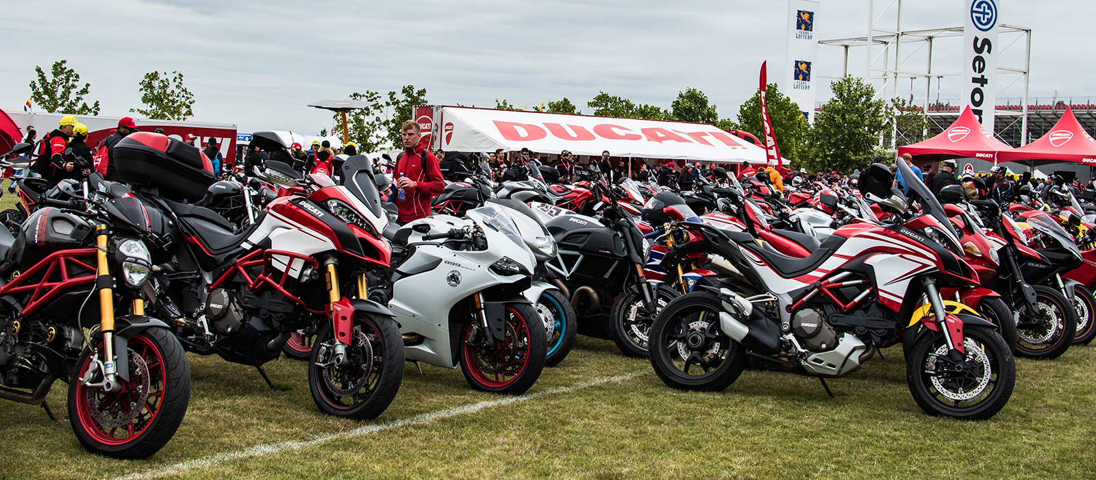 A view of attendees at the 2019 Ducati Island Experience, enjoying the Ducati lineup.