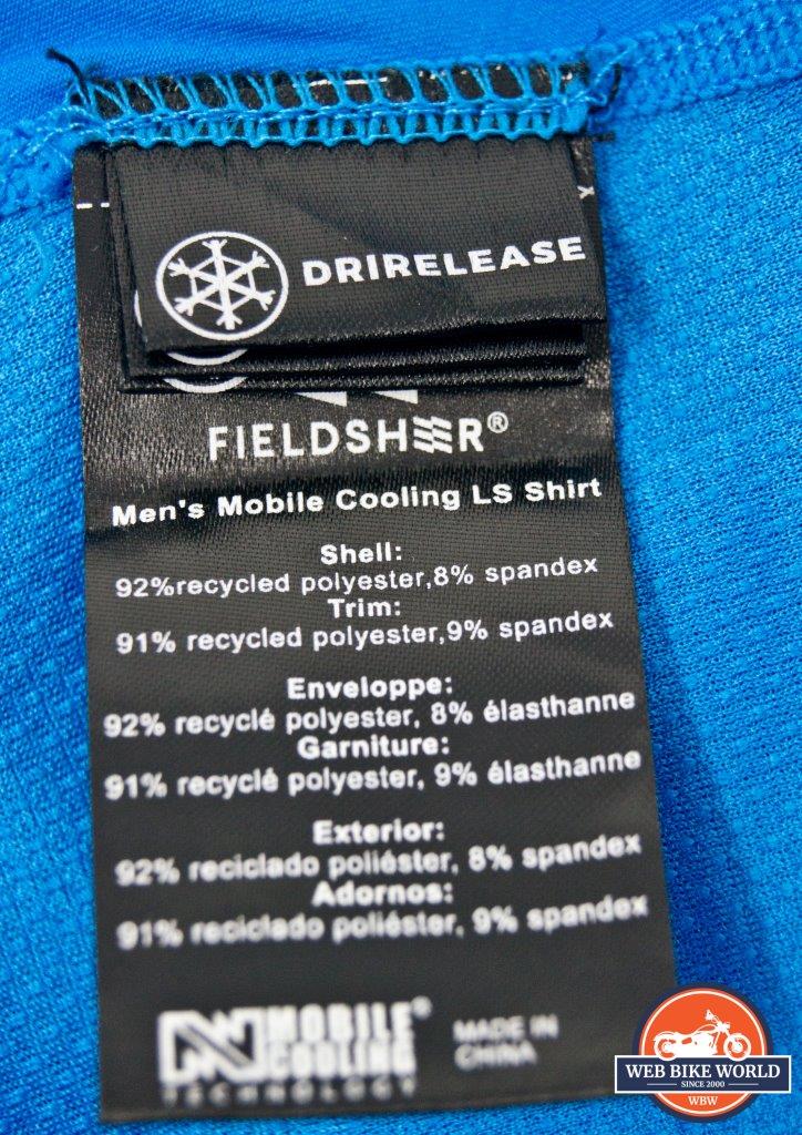 Fieldsheer Mobile Cooling Long Sleeve Shirt Review Label