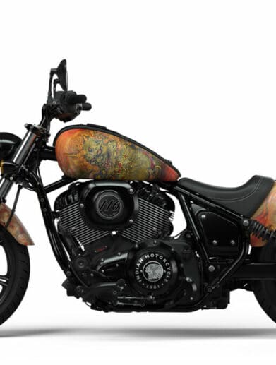 A side view of the Indian Chief designed by Yokohama tattoo artist, Shige