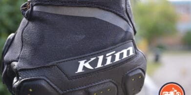 A view of the KLIM Dakar Pro Glove, showing the brand logo and top of hand