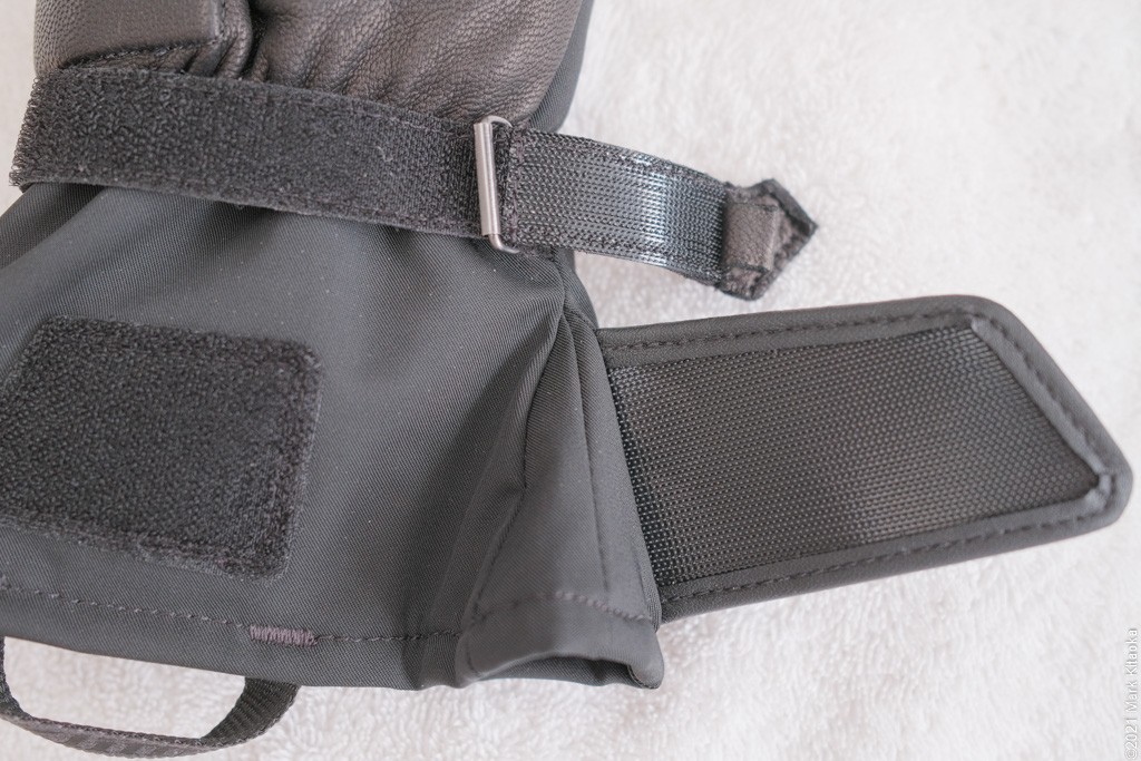 Closeup of wrist strap on the Klim Hardanger gloves