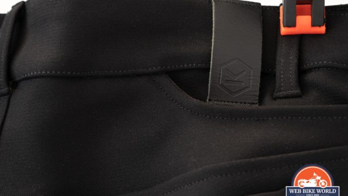 a view of the back right belt detail on the Knox Urbane Pro Trousers a view of the back right belt detail on the Knox Urbane Pro Trousers