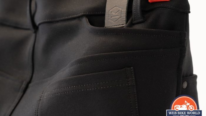 A view of the traditional rear pocket on the Knox Urbane Pro Trousers A view of the traditional rear pocket on the Knox Urbane Pro Trousers