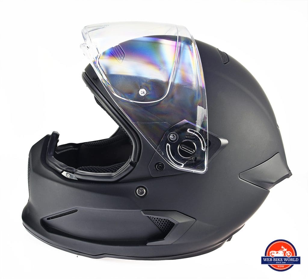 The visor at fully open position on the Ruroc Atlas 3.0 helmet.