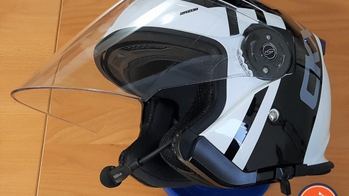 Sena 3S Plus, Boom System, on CKX Helmet, ready to go