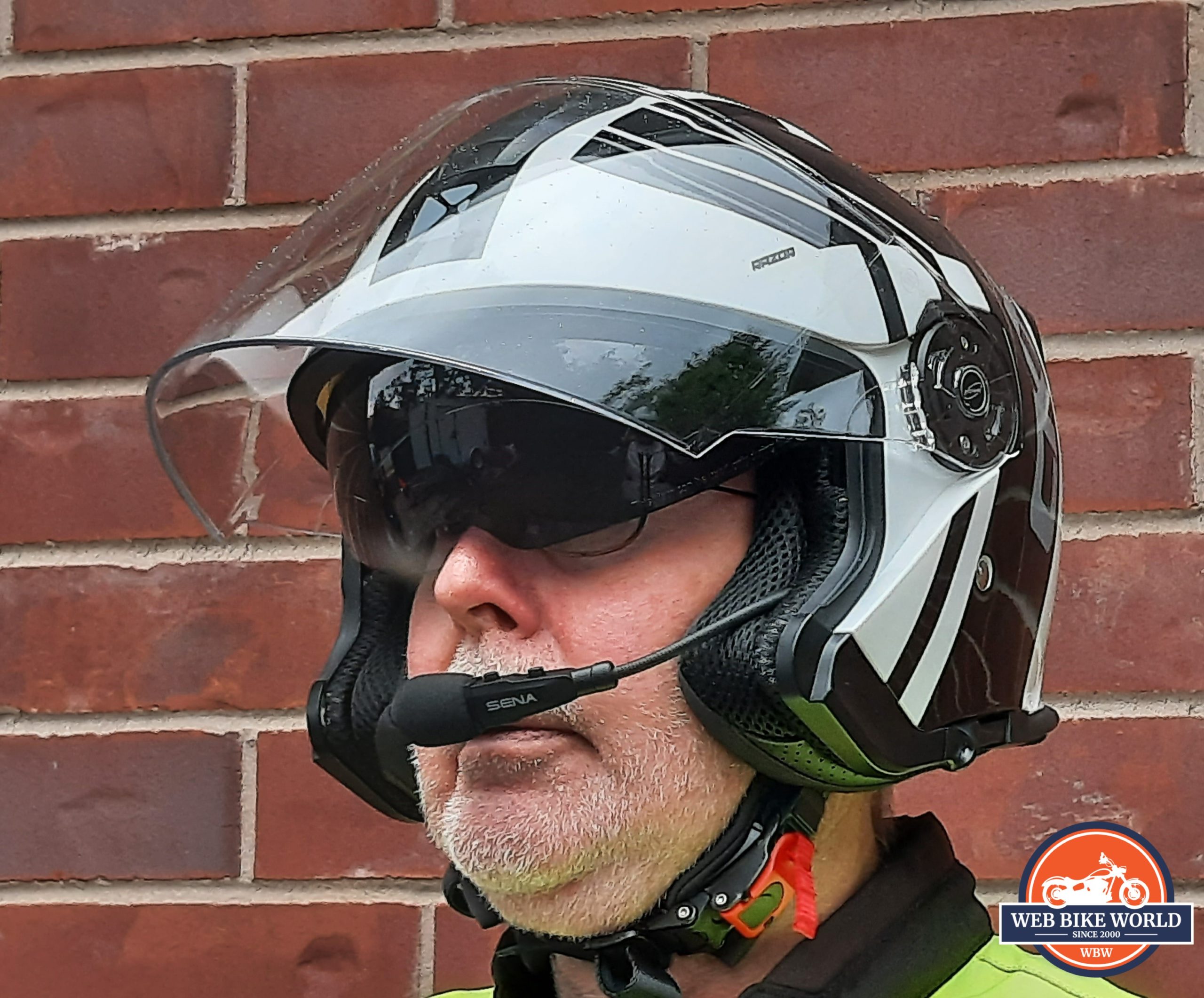 Sena 3S Plus, Boom System, on CKX helmet, worn Sena 3S Plus, Boom System, on CKX helmet, worn