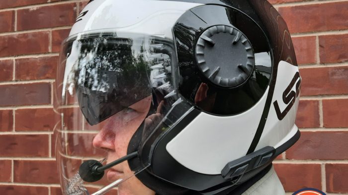 Sena 3S Plus, Universal System, on LS2 VERSO helmet, worn