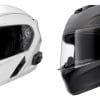 A view of the black and white alternatives for the Outrush R Modular Helmet