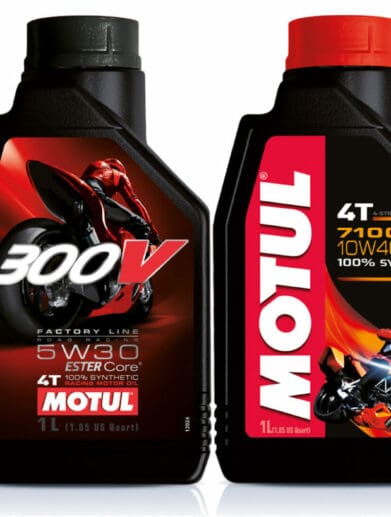 a view of the MOTUL race-derived "Ester technology" oil