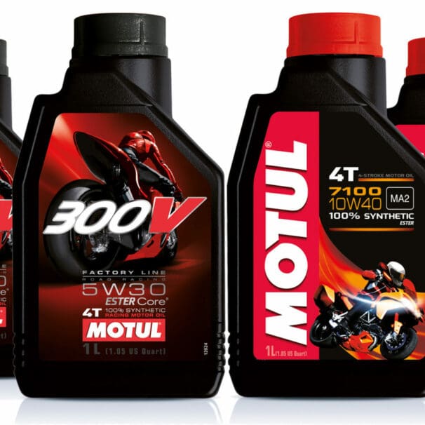 a view of the MOTUL race-derived "Ester technology" oil