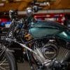 a Tank front end view of the custom motorcycle built by Indian Larry, Paul Cox, and Keino Sasaki