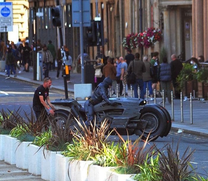 a side view of the new Batcycle from The Flash