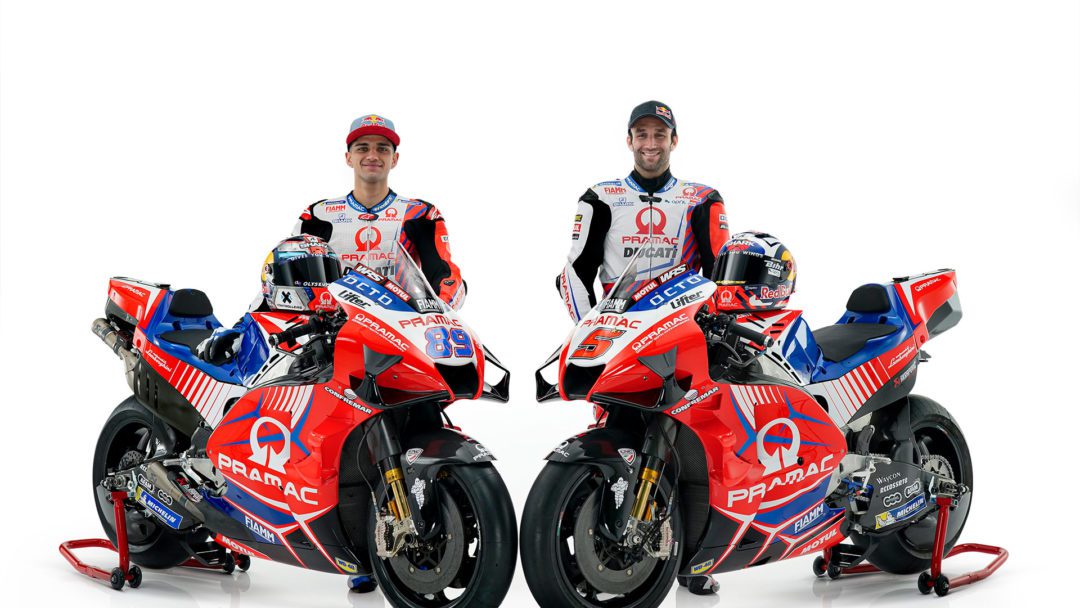 Johann Zarco and Jorge Martín, racers for Pramac Racing in the 2021 MotoGP Racing season. 