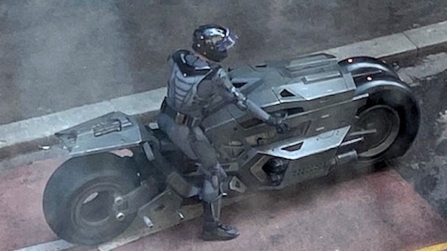 a side view of the new Batcycle from The Flash