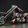 a side/front view of the Bad Land 1992 EVO 300 Wide Tire Chopper, also known as ‘The Hades Chopper’.