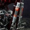 a side view of the air suspension in the Bad Land 1992 EVO 300 Wide Tire Chopper, also known as ‘The Hades Chopper’.