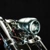 a side image of the headlight on the Bad Land 1992 EVO 300 Wide Tire Chopper, also known as ‘The Hades Chopper’.